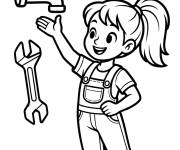 Coloriage Plombi&egrave;re qui r&eacute;pare le robinet