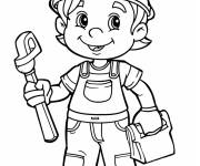 Coloriage Tout petit plombier qui attends sa mission