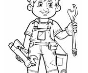Coloriage Un jeune plombier debout