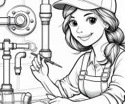 Coloriage Une charmante plombi&egrave;re qui ne manque pas d'expertise