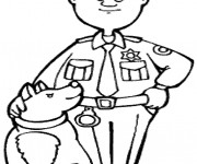 Coloriage Chien de police pr&egrave;s d'un officier