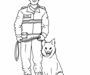 Coloriage et dessins gratuit Chien policier et officier à imprimer