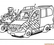 Coloriage et dessins gratuit Moto et voiture de police à imprimer