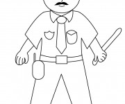 Coloriage Policier avec un matraque dans la main