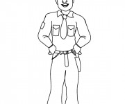 Coloriage Policier met les mains sur la ceinture