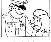 Coloriage Un policier avec deux enfants
