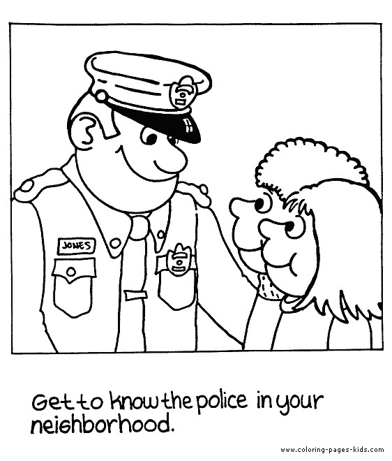 Coloriage et dessins gratuits Un policier avec deux enfants à imprimer