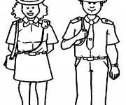 Coloriage Un policier et une policière britanniques