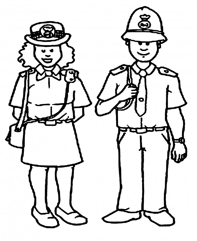 Coloriage et dessins gratuits Un policier et une policière britanniques à imprimer