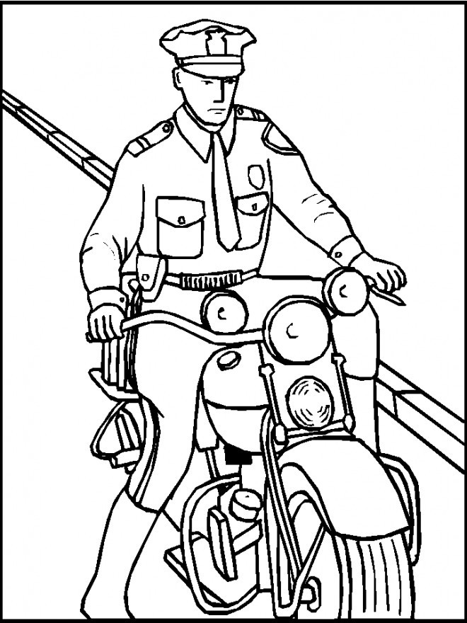Coloriage et dessins gratuits Un policier sur moto à imprimer