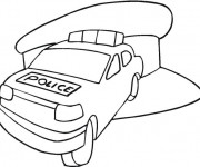 Coloriage Voiture de police avec le chapeau