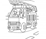 Coloriage et dessins gratuit Camion Pompier facile à imprimer