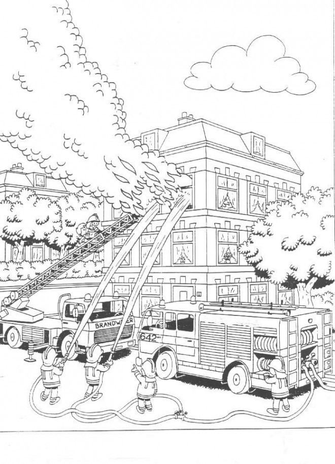 Coloriage et dessins gratuits Les Pompiers combattent le Feu à imprimer