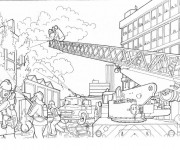 Coloriage et dessins gratuit Pompier combat le Feu à imprimer