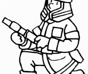 Coloriage et dessins gratuit Pompier éteint Le Feu à imprimer