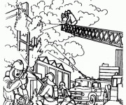 Coloriage et dessins gratuit Pompier pour éteindre L'incendie à imprimer