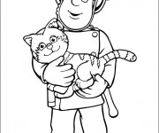 Coloriage Pompier sauve Le Chat