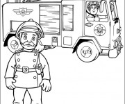 Coloriage Pompiers et leur camion