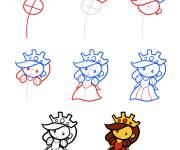 Coloriage Apprendre &agrave; dessiner une reine en 8 &eacute;tape