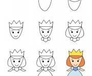 Coloriage B&eacute;b&eacute; reine &eacute;tape par &eacute;tape