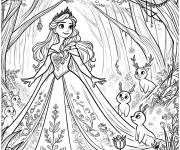 Coloriage Belle reine dans la foret