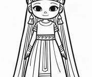 Coloriage Fille mignonne se comporte comme une reine