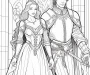 Coloriage Image de La reine Gueni&egrave;vre avec son roi