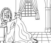 Coloriage La m&eacute;chante reine devant sa miroir