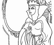 Coloriage La m&eacute;chante Reine en regardant dans son miroir magique