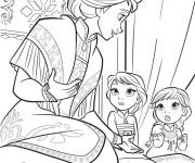 Coloriage La reine avec ses petites princesses