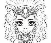 Coloriage La reine Cl&eacute;op&acirc;tre chibi