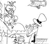 Coloriage La reine en parlant avec le Chapelier fou
