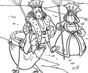 Coloriage La reine et le roi en marchant