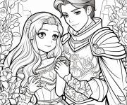 Coloriage La reine Gueni&egrave;vre avec le roi