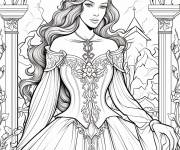 Coloriage La reine Gueni&egrave;vre dans le jardin
