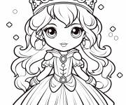 Coloriage La reine Gueni&egrave;vre en chibi kawaii