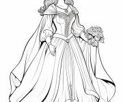 Coloriage La reine Gueni&egrave;vre tenant des fleurs