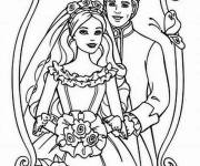 Coloriage Mariage de la reine Barbie