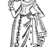 Coloriage Portrait d'une reine tenant une fleur