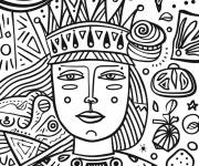 Coloriage Portrait reine anti-stress