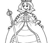 Coloriage Reine au couronne joyeuse