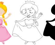 Coloriage Reine avec mod&egrave;le en couleurs