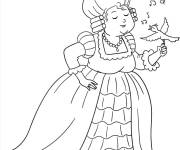 Coloriage Reine avec un oiseau