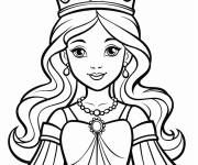 Coloriage reine avec un sourire joyeux