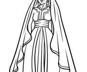 Coloriage Reine dans des v&ecirc;tements plus chics