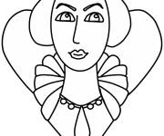 Coloriage et dessins gratuit Reine de c&oelig;ur simple à imprimer