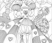 Coloriage Reine de coeur pour adulte