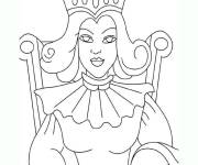 Coloriage Reine de la royaume sur le tr&ocirc;ne