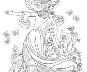 Coloriage Reine des fleurs