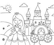 Coloriage Reine devant le ch&acirc;teau